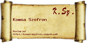 Komsa Szofron névjegykártya